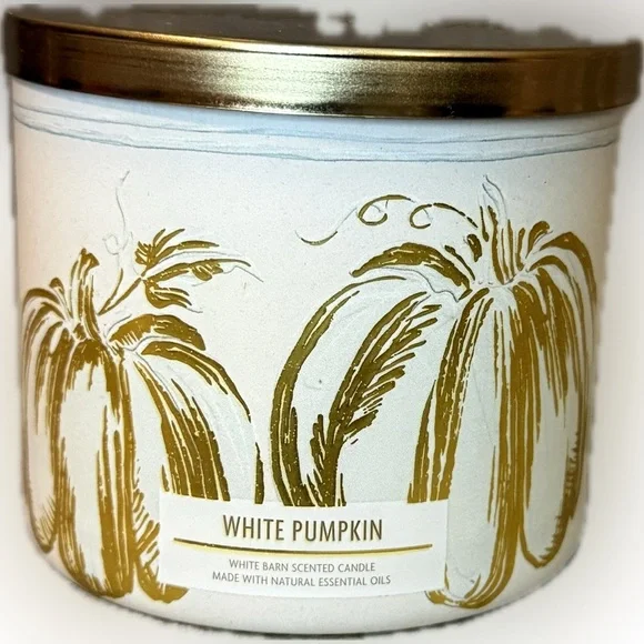🎃WHITE BARN🎃White Pumpkin 3-Wick Candle/NWT - Picture 3 of 6